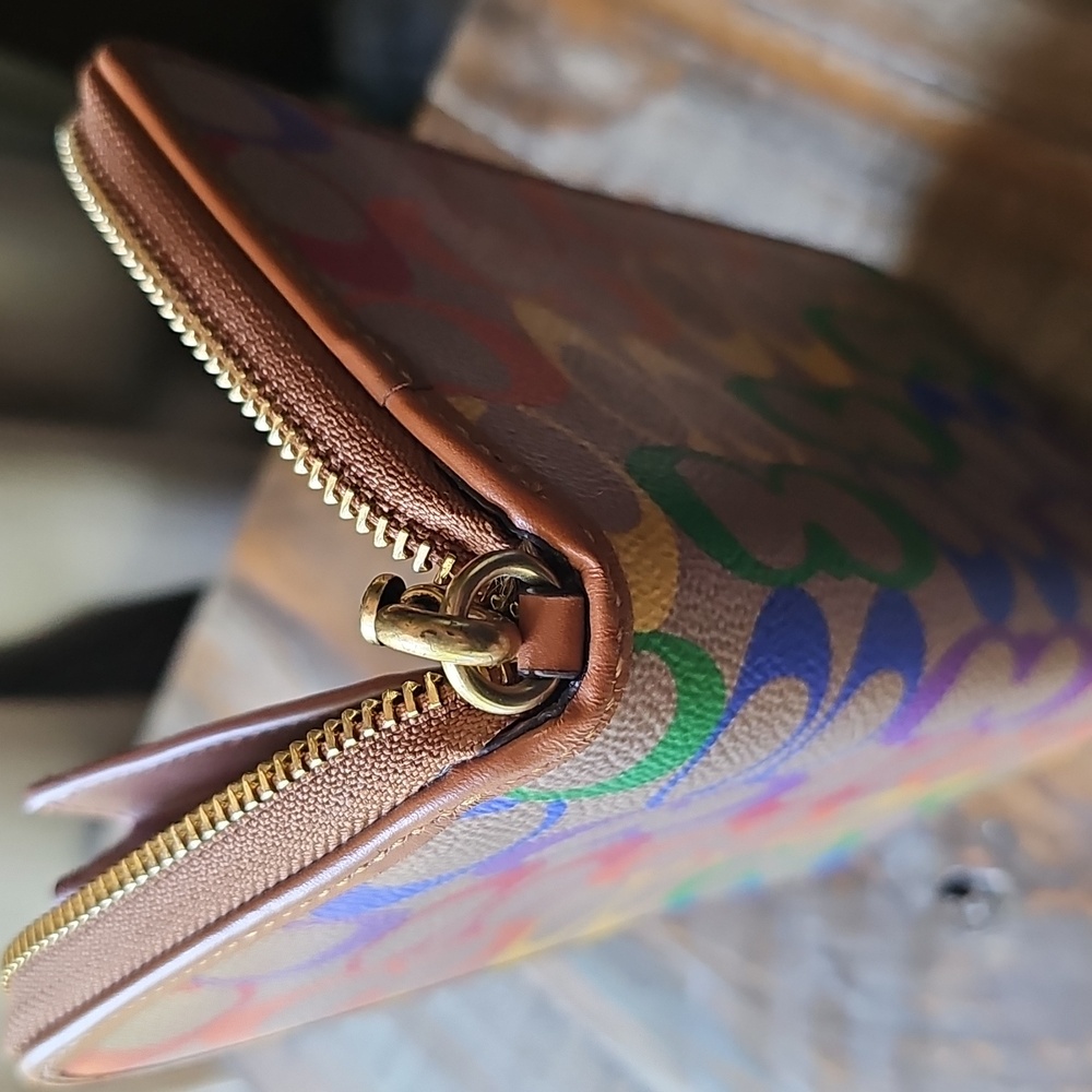 Coach Continental Wallet In Rainbow Signature Canvas Pride Edition - Picture 10 of 11